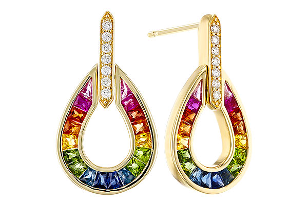 B302-21760: EARRINGS 1.18 MULTI-COLOR SAPP 1.25 TGW