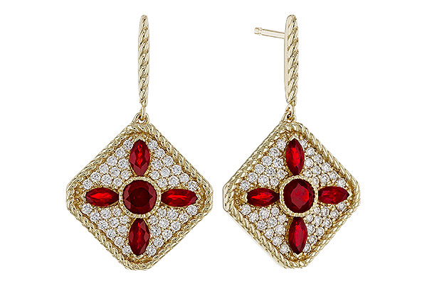 B302-23569: EARRINGS .99 TW RUBY 1.42 TGW