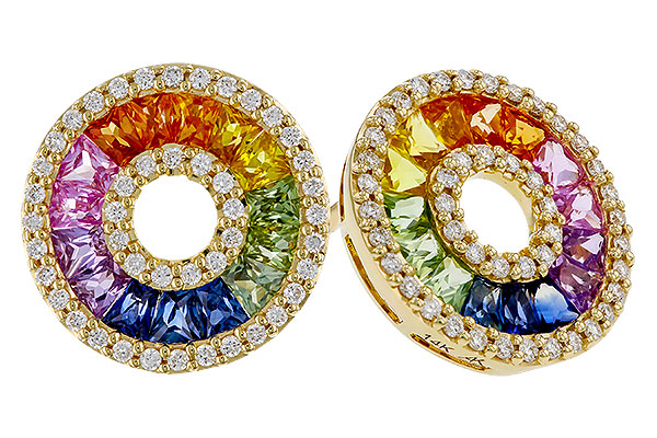 D302-21760: EARRINGS 2.10 MULTI-COLOR SAPP 2.37 TGW
