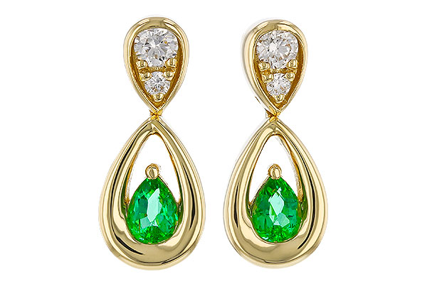 L302-22687: EARRINGS .20 EMERALD .32 TGW (4x3 EMER)